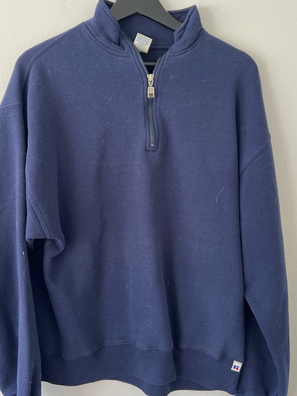 Vintage Russell Athletic Navy Quarter-Zip Pullover Sweater
